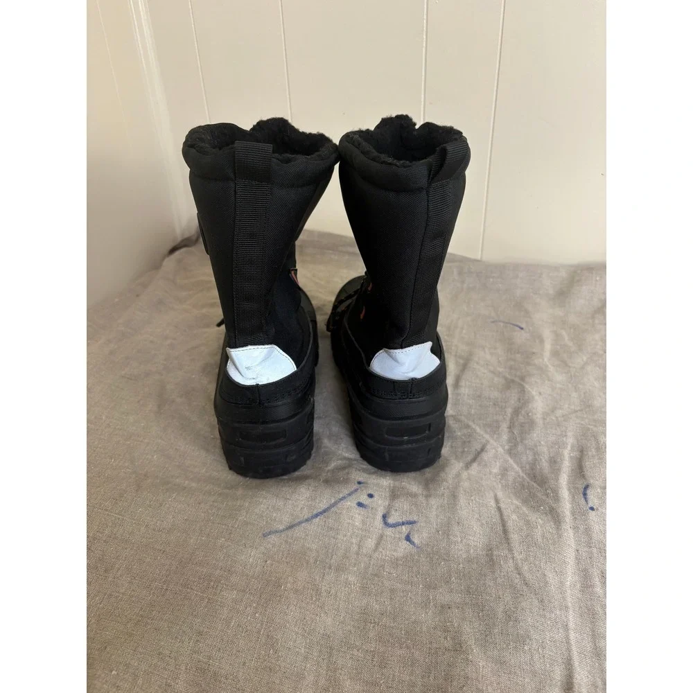 Suedi Mens Black Winter Snow Boots Mid Calf Waterproof Rubber Shell XZ32CP Sz 6